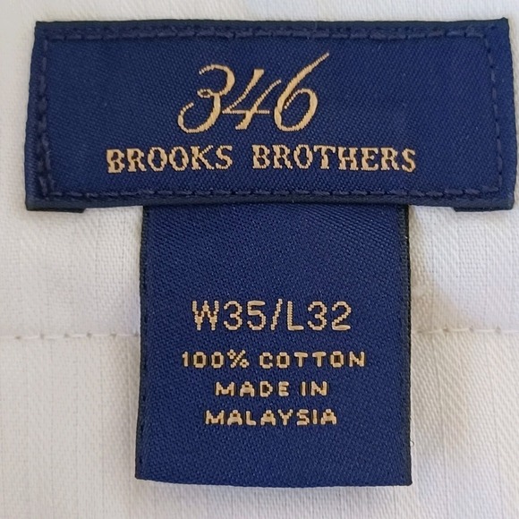 Brooks Brothers 346 Men's Khaki Cotton Pleated Dress Pants Size 35x32 - Picture 2 of 7